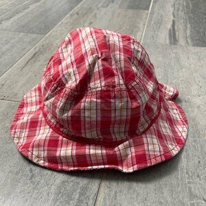Baby Gap Bucket Sun Hat Red Plaid Toddler Size 12-18 months